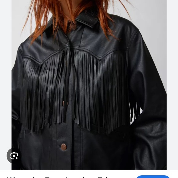 🤠Wrangler Festival Wear Faux Leather Fringe  Over Sized Jacket Medium - Picture 14 of 15